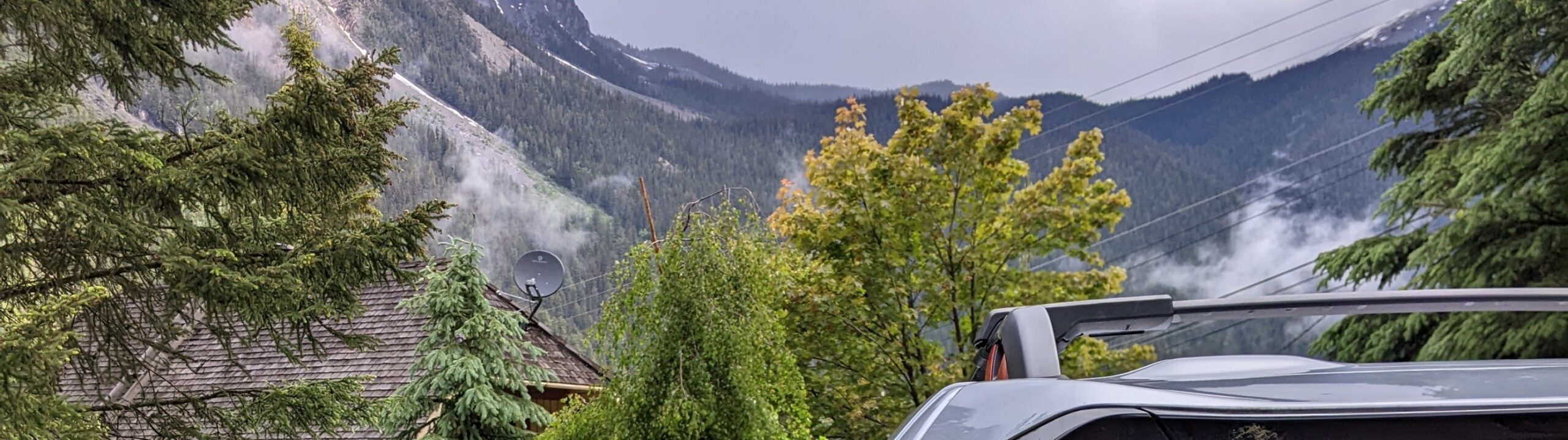 roof of a car in the mountains