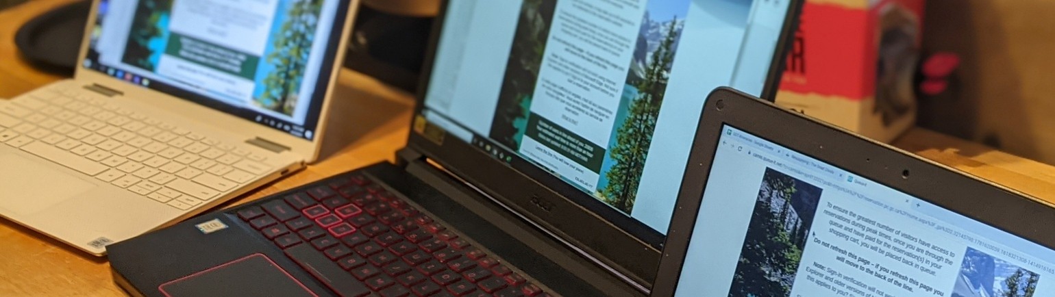 multiple laptops all open to the same page