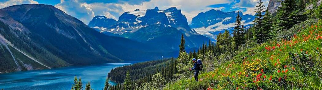 a hiker overlooking marvel lake
