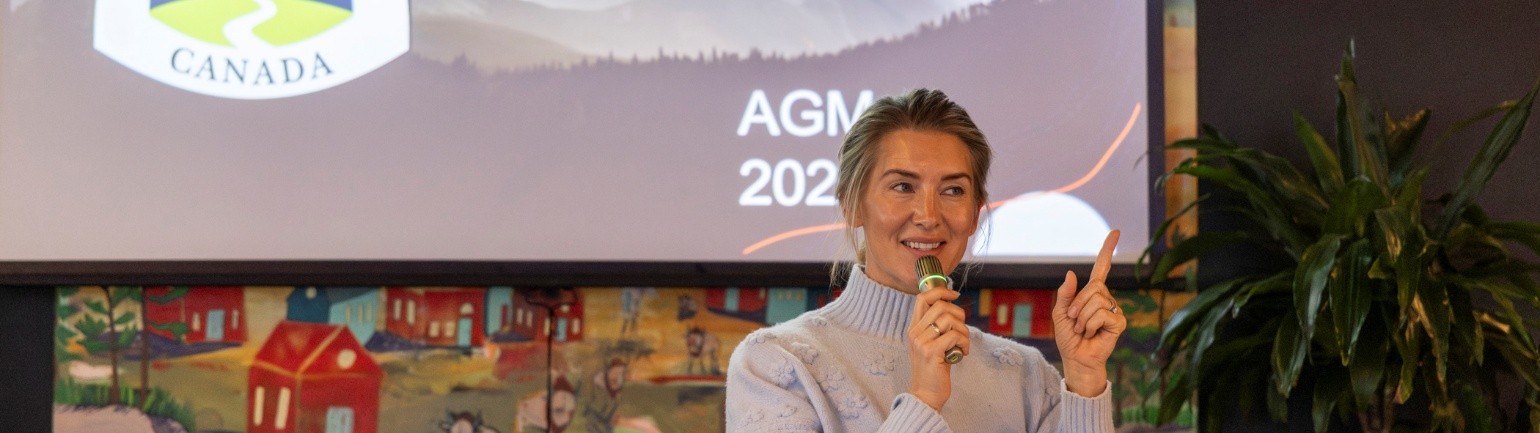 Volunteer presenting at the annual general meeting