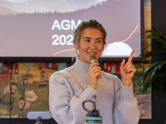 Volunteer presenting at the annual general meeting