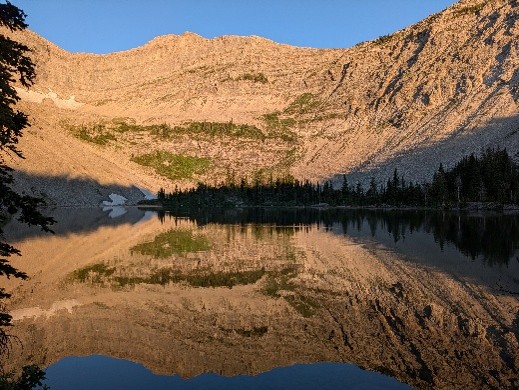 window mountain lake at sunset on the HRT, section B
