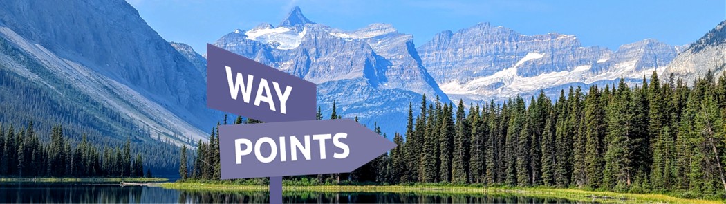 A signpost with the words Way and Points with a nature background